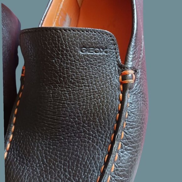 Geox Respira Mens Slip-On Shoes With Orange Stitching Dark Brown size 44 - Picture 6 of 12